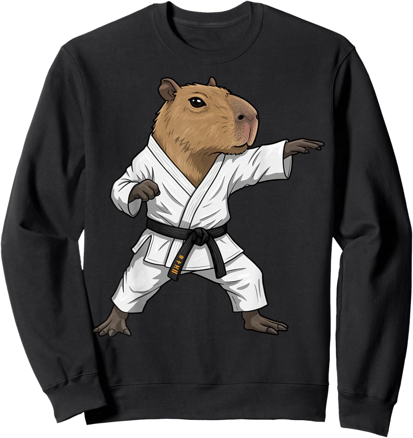 Funny Capybara Doing Karate Samurai Ninja Capybara Sweatshirt - Sweatshirt | Black