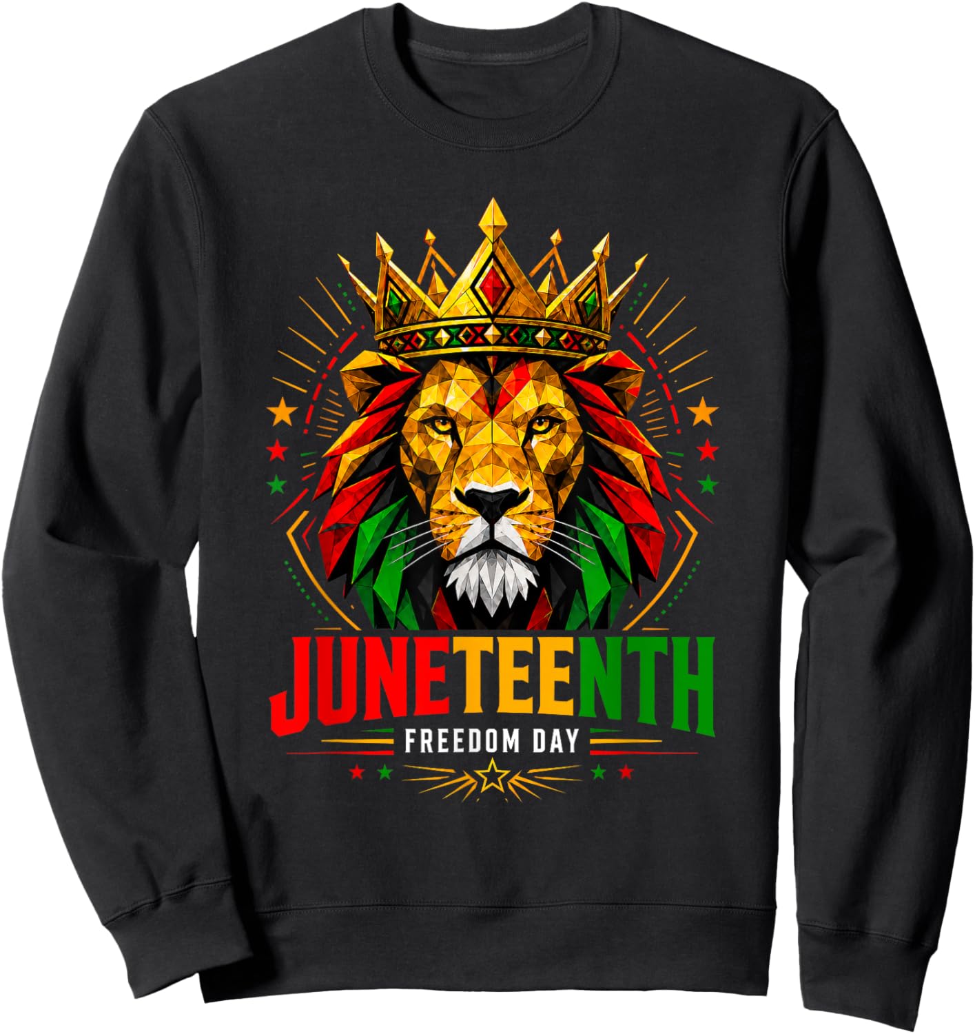 Juneteenth Black History Lion Black Freedom 1865 Men Women Sweatshirt - Sweatshirt | Black
