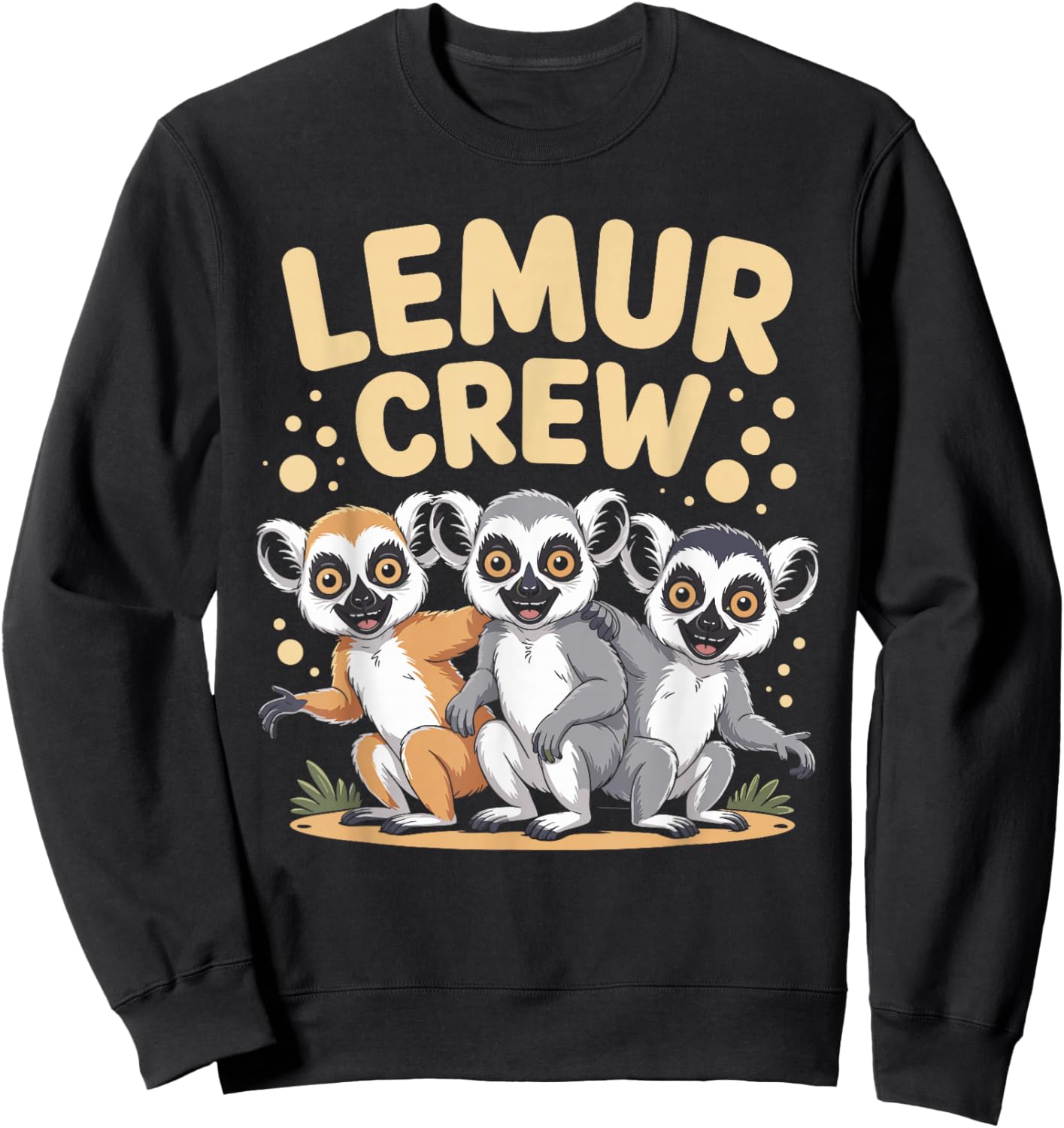 Lemur Crew Funny Cartoon Jungle Primate Kids Birthday Party Sweatshirt - Sweatshirt | Black