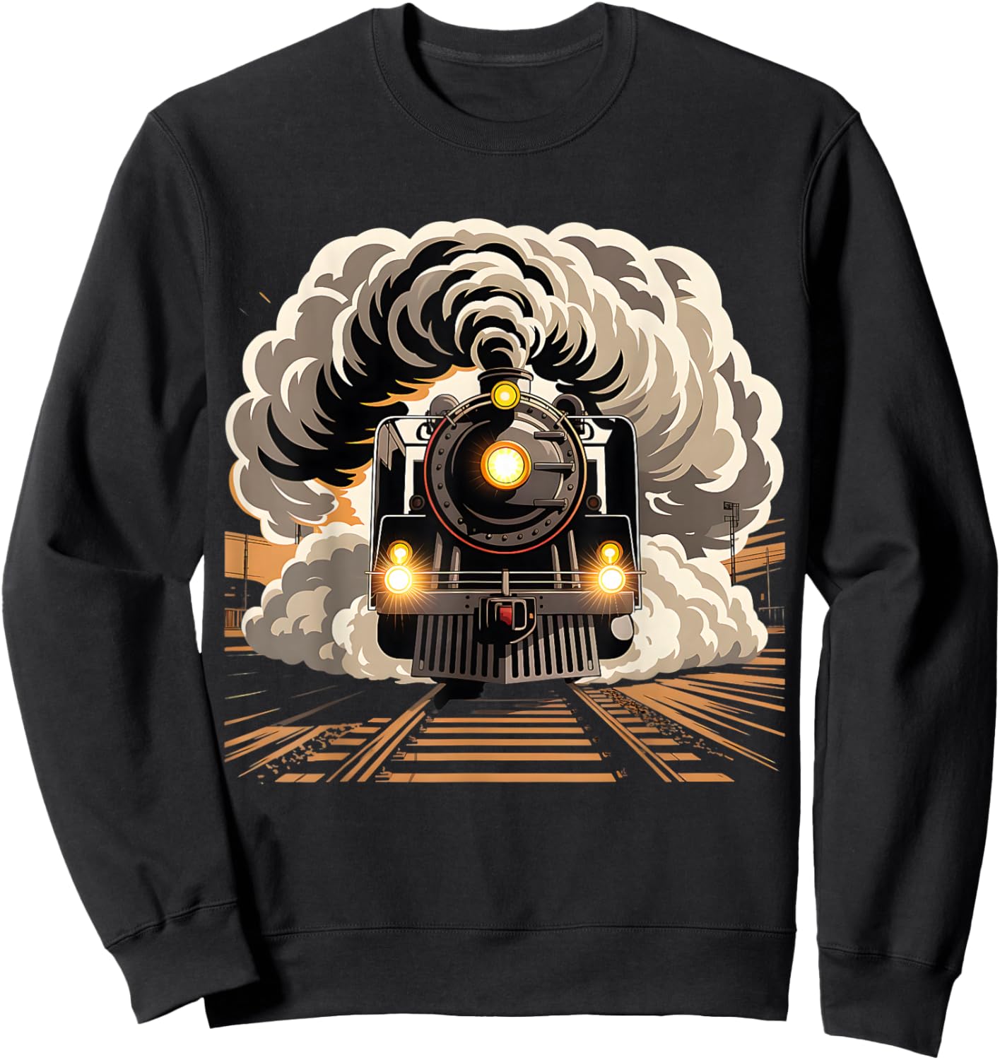 Vintage Funny Steam Train Locomotive Sweatshirt - Sweatshirt | Black