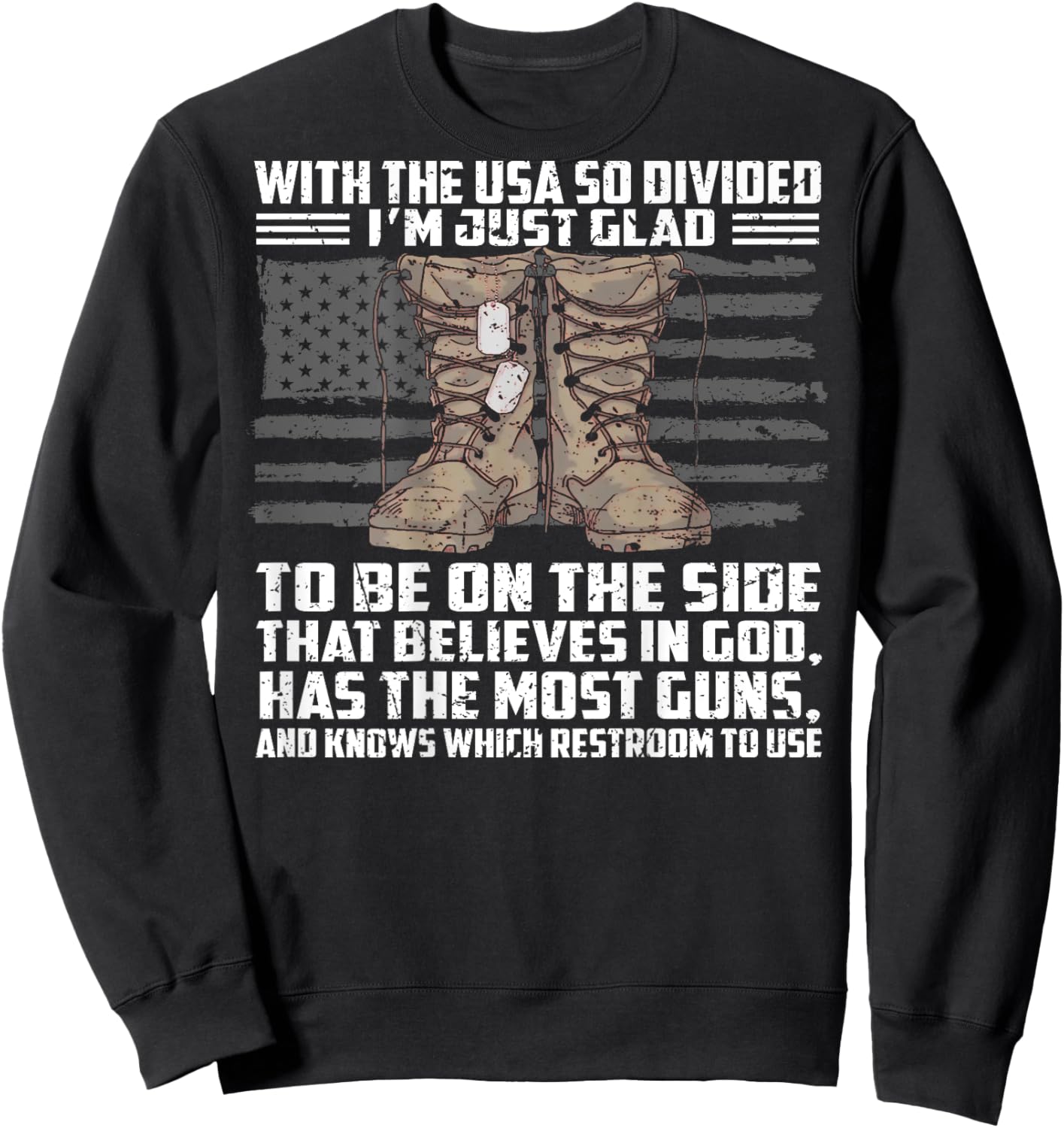 With The USA So Divided I'm Just Glad To Be On (on back) Sweatshirt - Sweatshirt | Black
