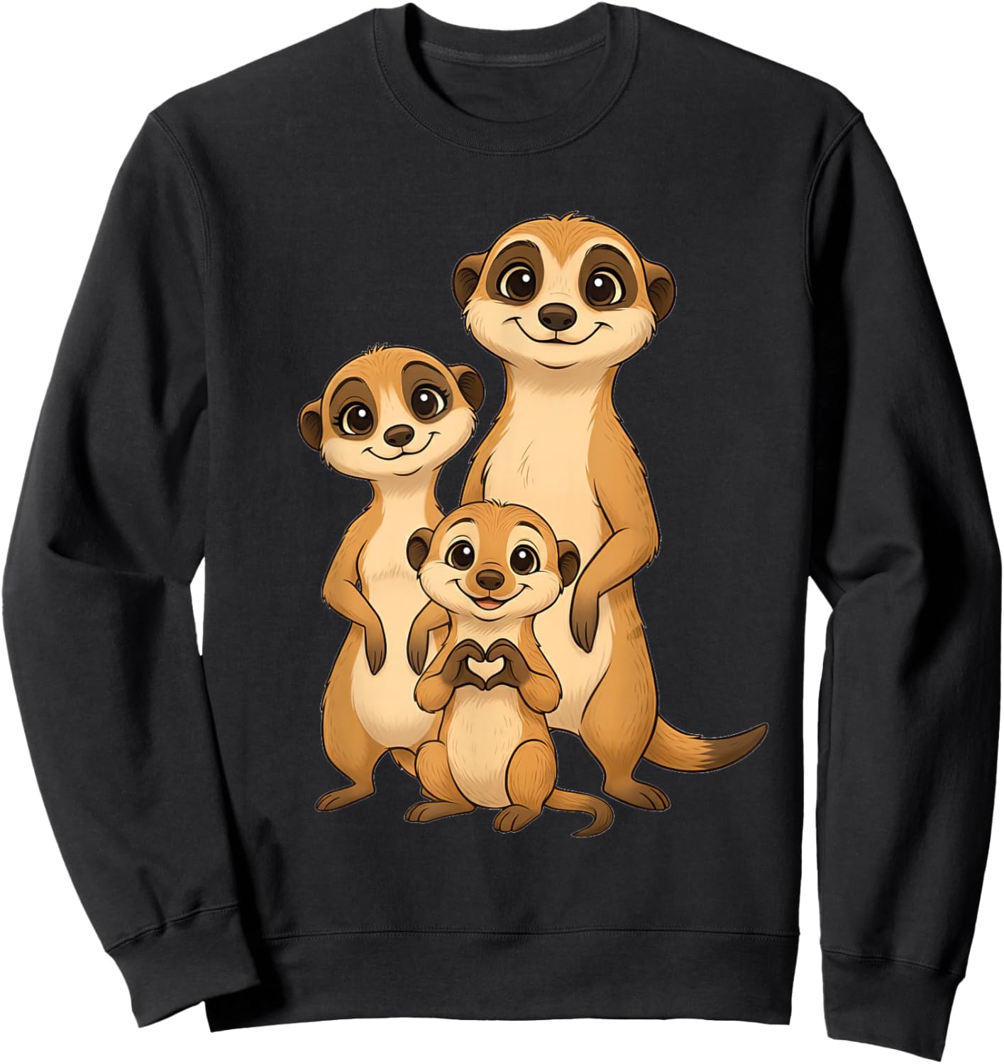 Meerkat with Family Cute Meerkat with Mum & Dad Sweatshirt - Sweatshirt | Black