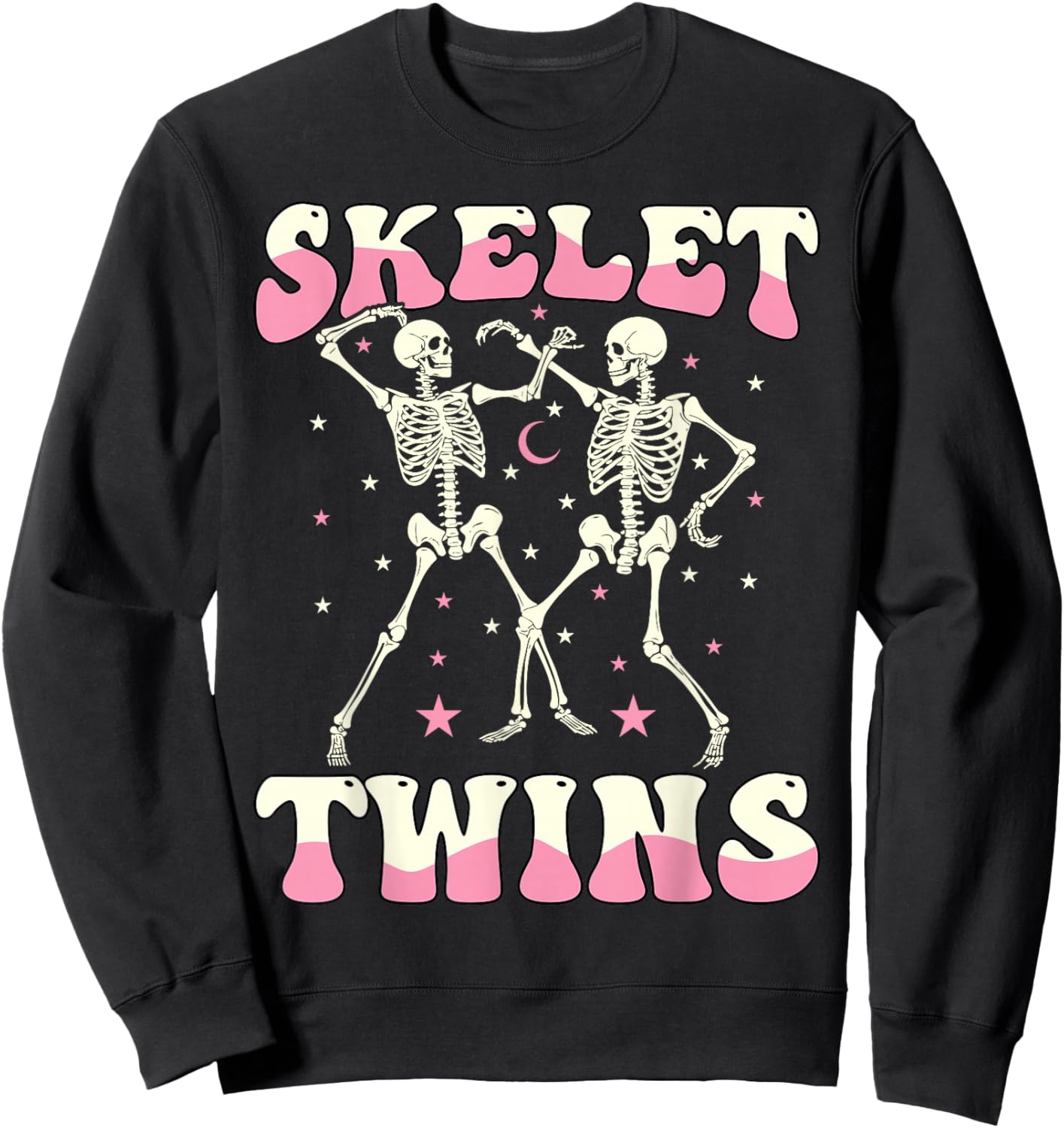 Skeletwins Dancing Skeletons Matching Halloween Twin Girls Sweatshirt - Sweatshirt | Black