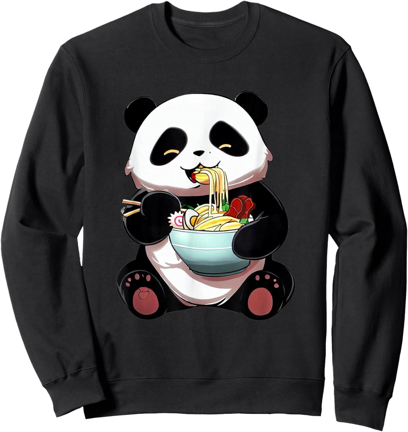Kawaii Panda Ramen Cute Bear Japanese Noodle Animal Sweatshirt - Sweatshirt | Black