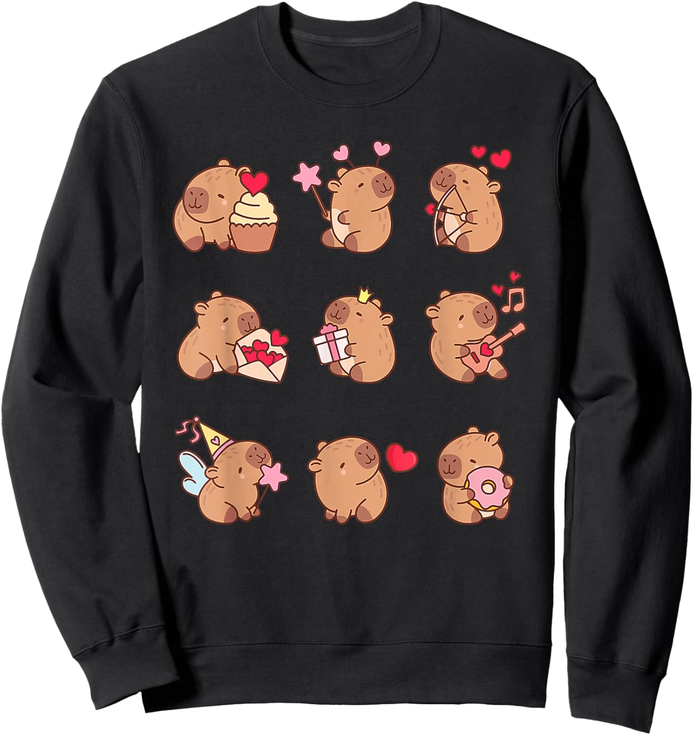 Super Cute Capybaras in Various Poses Capybara Sweatshirt - Sweatshirt | Black
