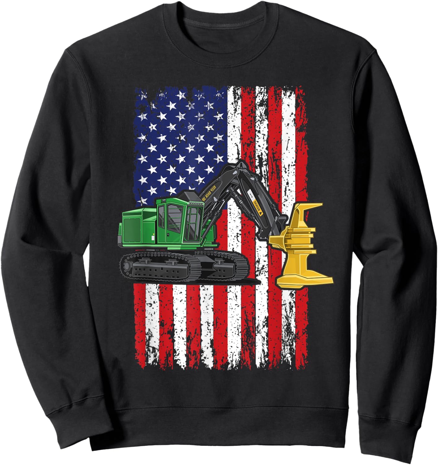 Feller Buncher Operator Machine 4th of July Men Women Logger Sweatshirt - Sweatshirt | Black