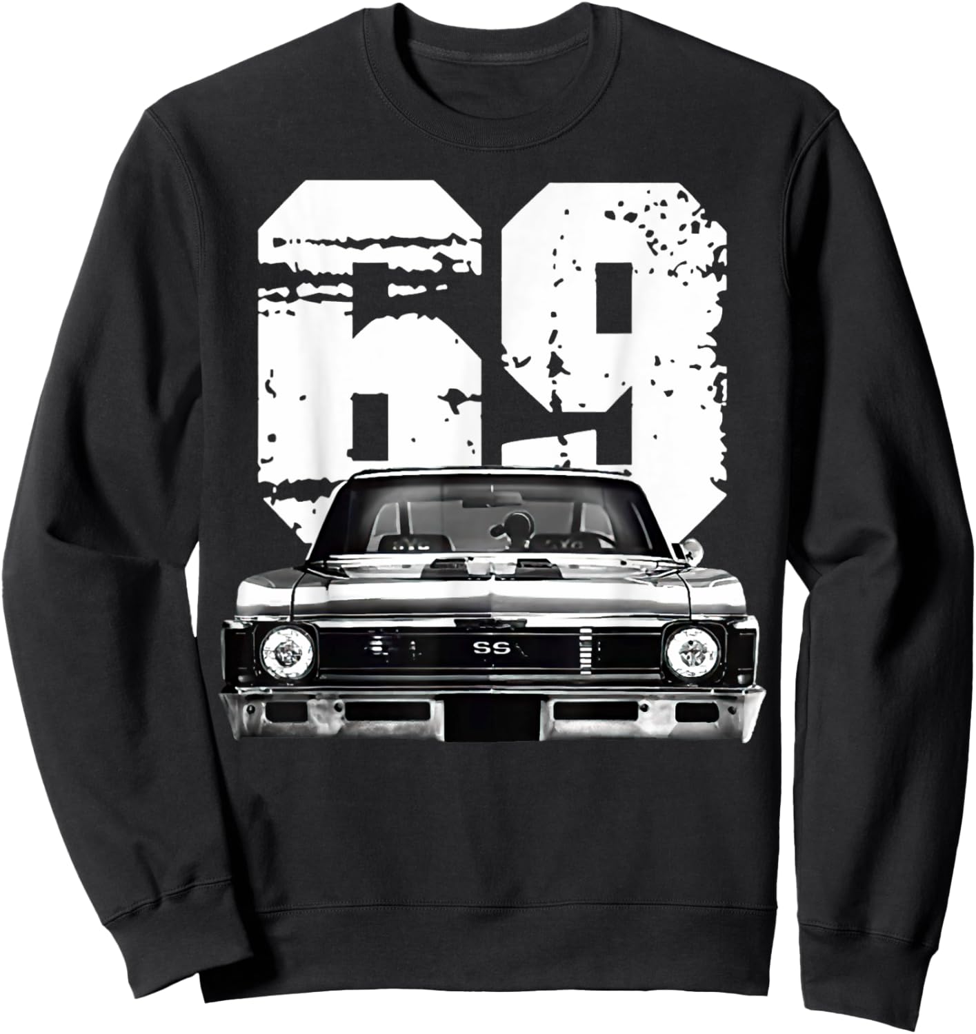 1969 69 Chevys Nova 2 Classic Car Old School Muscle Car Sweatshirt - Sweatshirt | Black