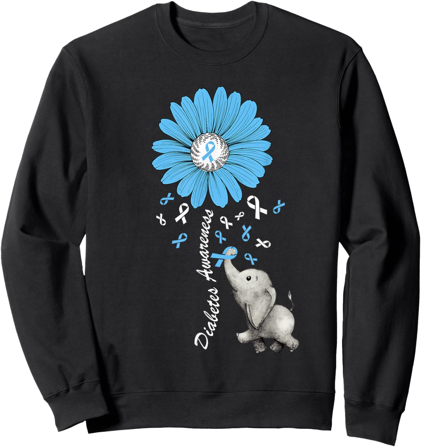 Diabetes Awareness Retro Elephant Diabetes Awareness 2024 Sweatshirt - Sweatshirt | Black