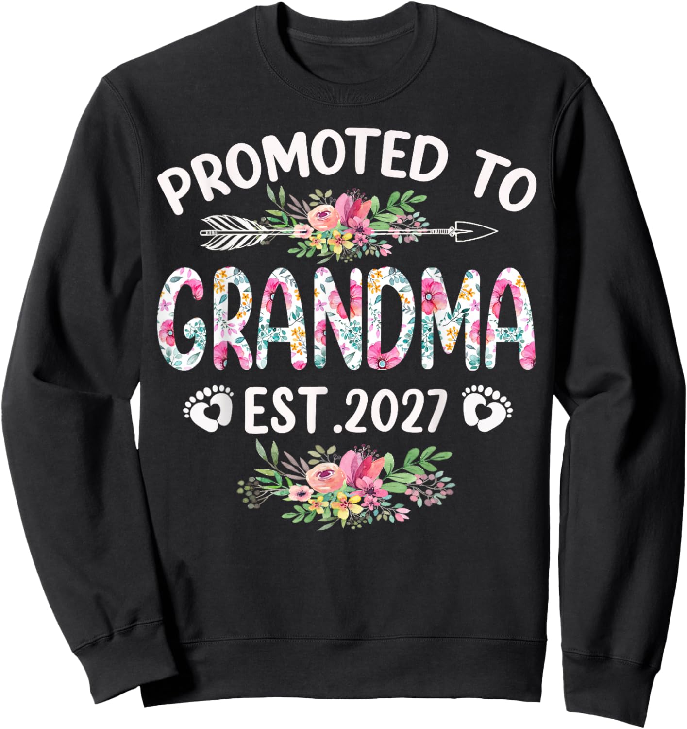 1st Time Grandma EST 2027 New First Grandma 2027 Sweatshirt - Sweatshirt | Black