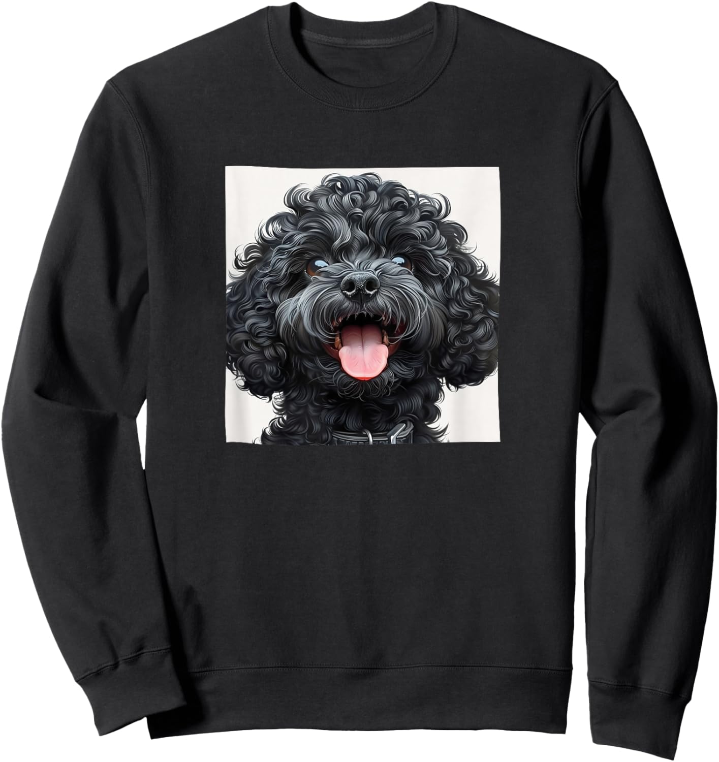 Black Poodle Puppy Laughing Graphic Sweatshirt - Sweatshirt | Black
