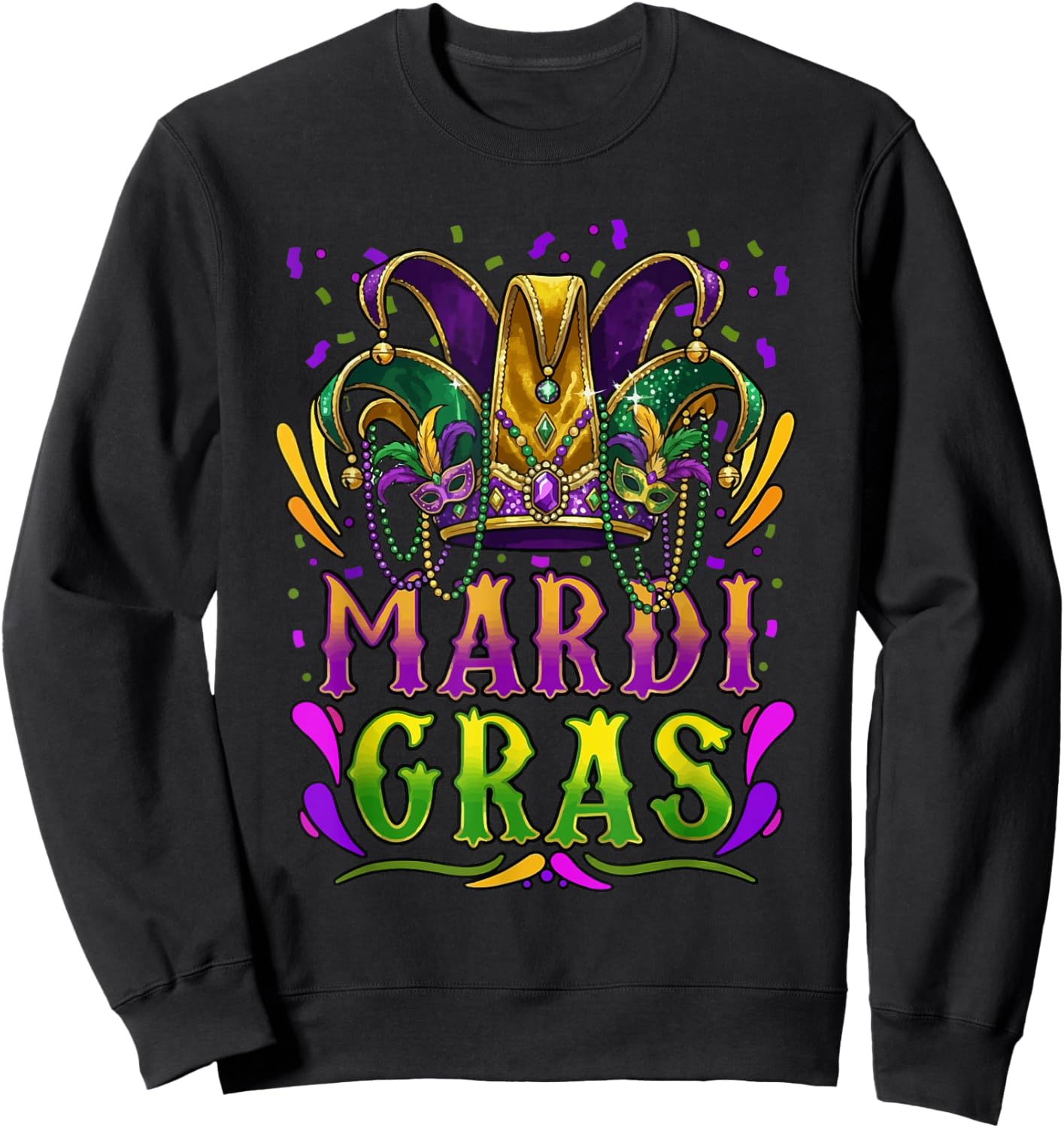 Mardi Gras Funny Carnival Hat Men Women Boys Girls Sweatshirt - Sweatshirt | Black