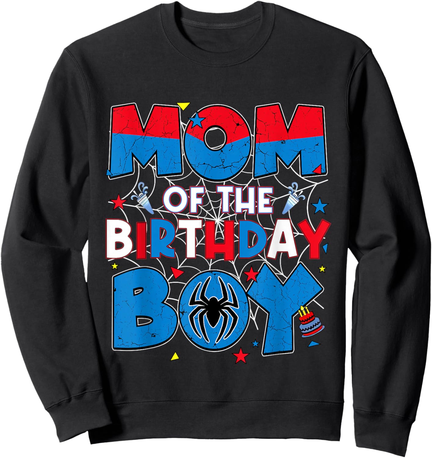 Mom of The Birthday Boy Funny Spiders Birthday Family Party Sweatshirt - Sweatshirt | Black