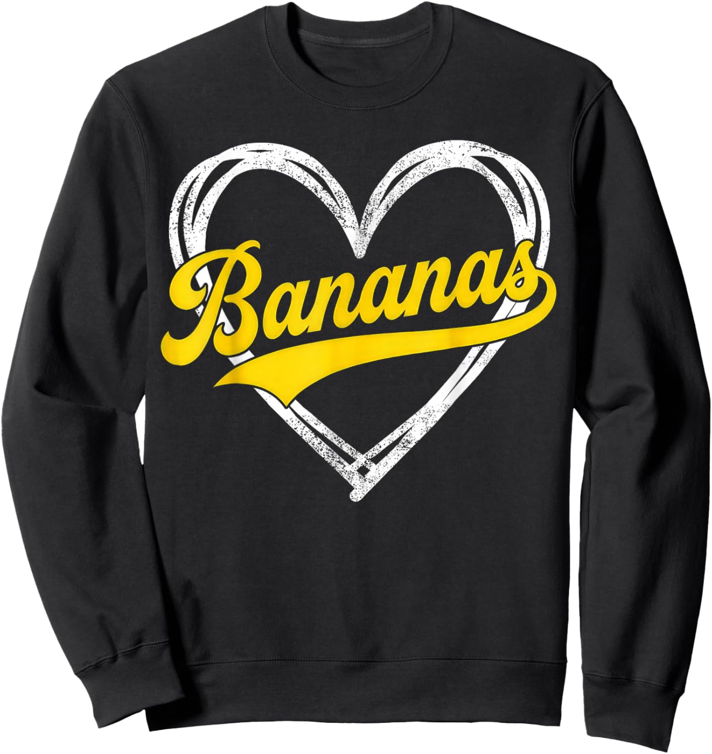 Banana Retro Humor Bananas Heart Classic Men Women Kids Sweatshirt - Sweatshirt | Black
