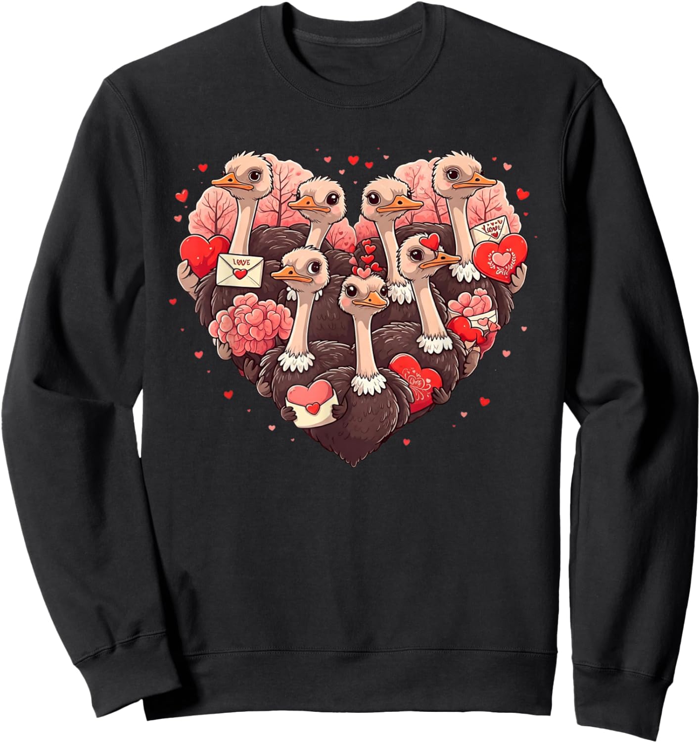 Funny Ostrich Heart Valentine Ostrich Kids Sweatshirt - Sweatshirt | Black