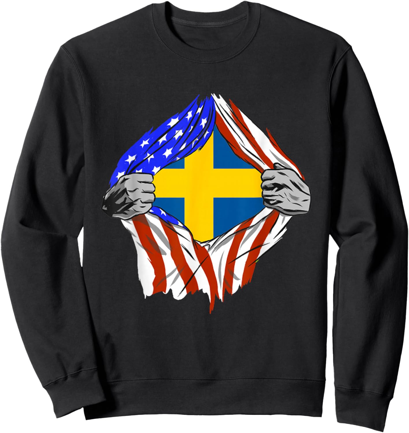Sweden Flag Chest USA America Swedish Pride Swedish Roots Sweatshirt - Sweatshirt | Black