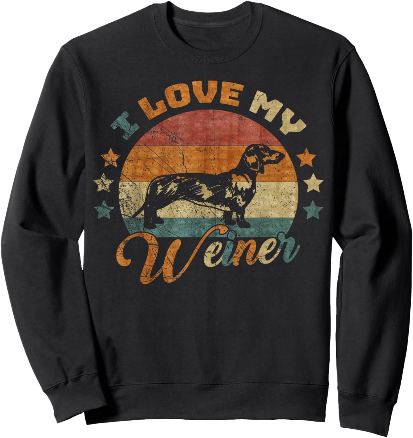 Vintage Retro I Love My Dachshund Dog Funny Weiner Lover Men Women Kids Sweatshirt - Sweatshirt | Black