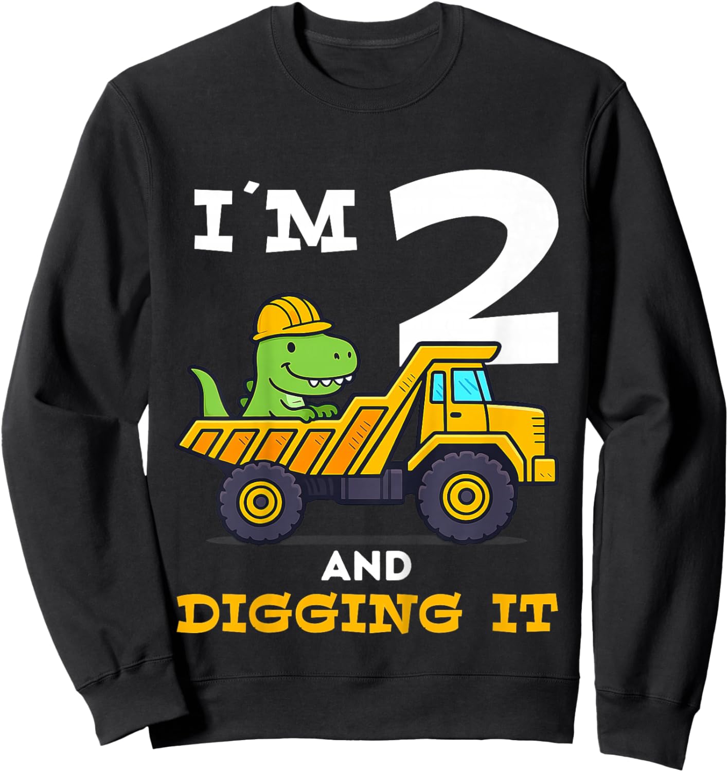 Dinosaur 2nd Birthday Construction Sweatshirt - Sweatshirt | Black