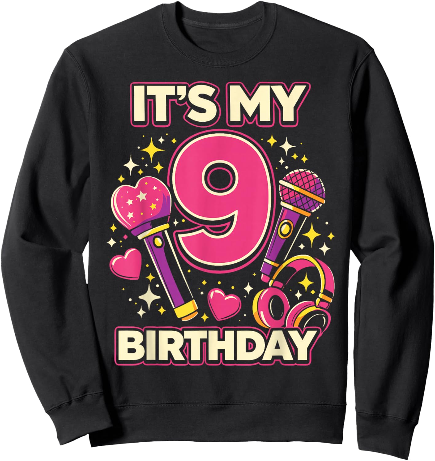 9 Years Old Kpop Kids It’s My 9th Birthday K-Pop Girl Sweatshirt - Sweatshirt | Black