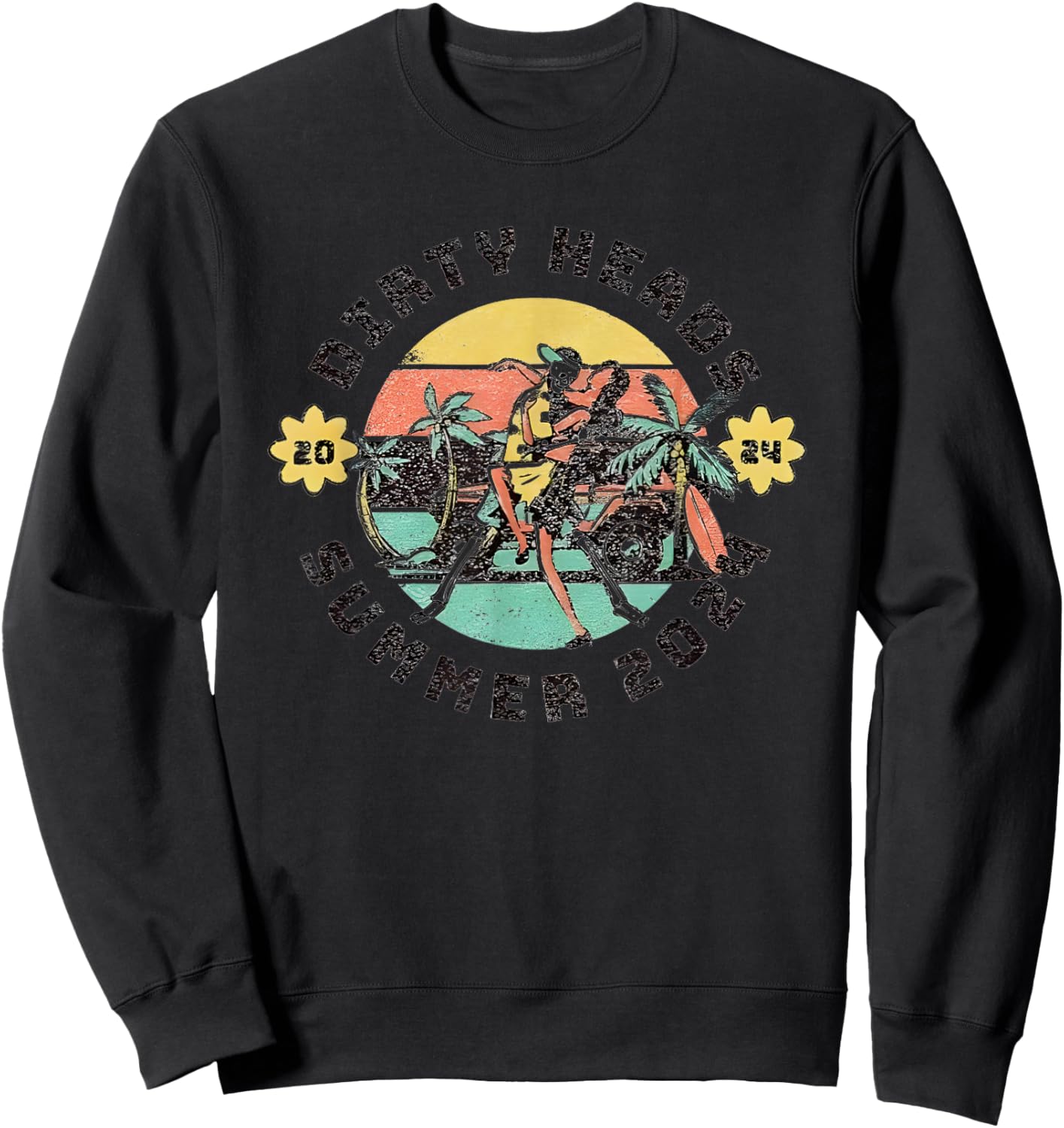 Dirty Heads Retro Summer 2024 Men Women Sweatshirt - Sweatshirt | Black
