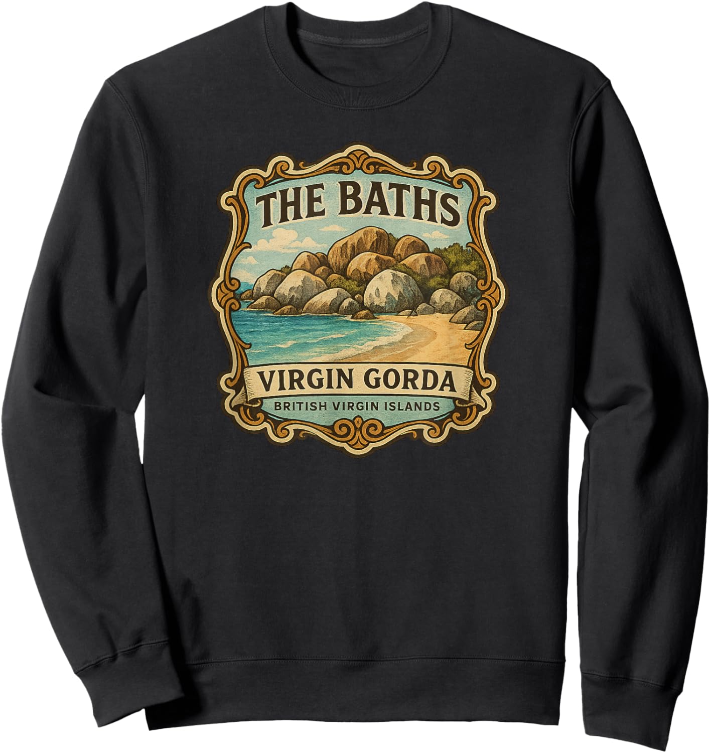 The Baths, Virgin Gorda, BVI (British Virgin Islands) Sweatshirt - Sweatshirt | Black