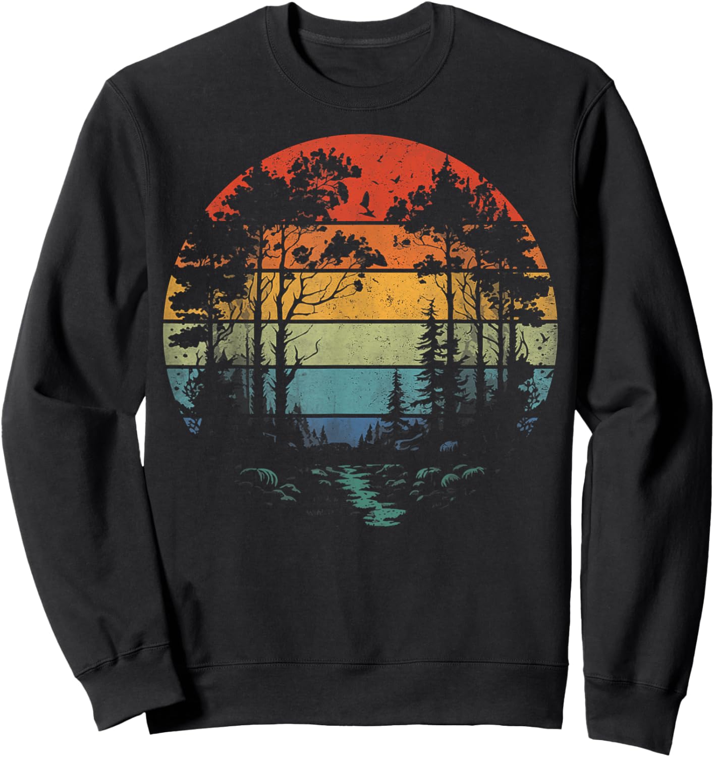 Trees Wildlife Nature Vintage Forest Woman Girl Sweatshirt - Sweatshirt | Black