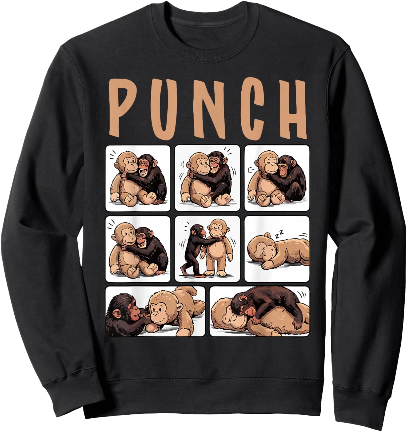 Cute Monkey Punch Sweatshirt - Sweatshirt | Black
