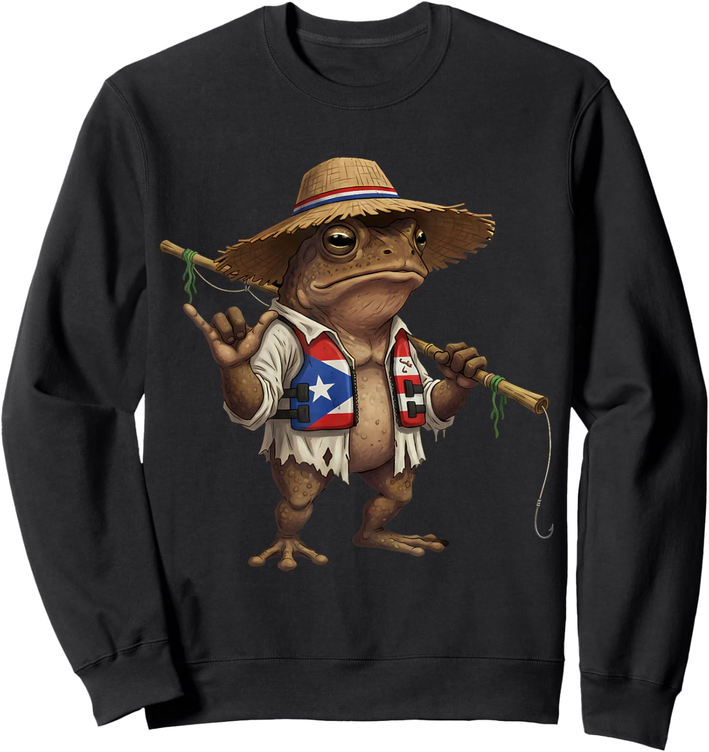 Coqui Frog Puerto Rico Taino Puerto Rican Flag Boricua Sweatshirt - Sweatshirt | Black