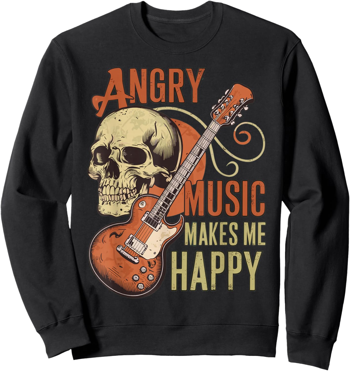 Angry Music Makes Me Happy Metalhead Sweatshirt - Sweatshirt | Black