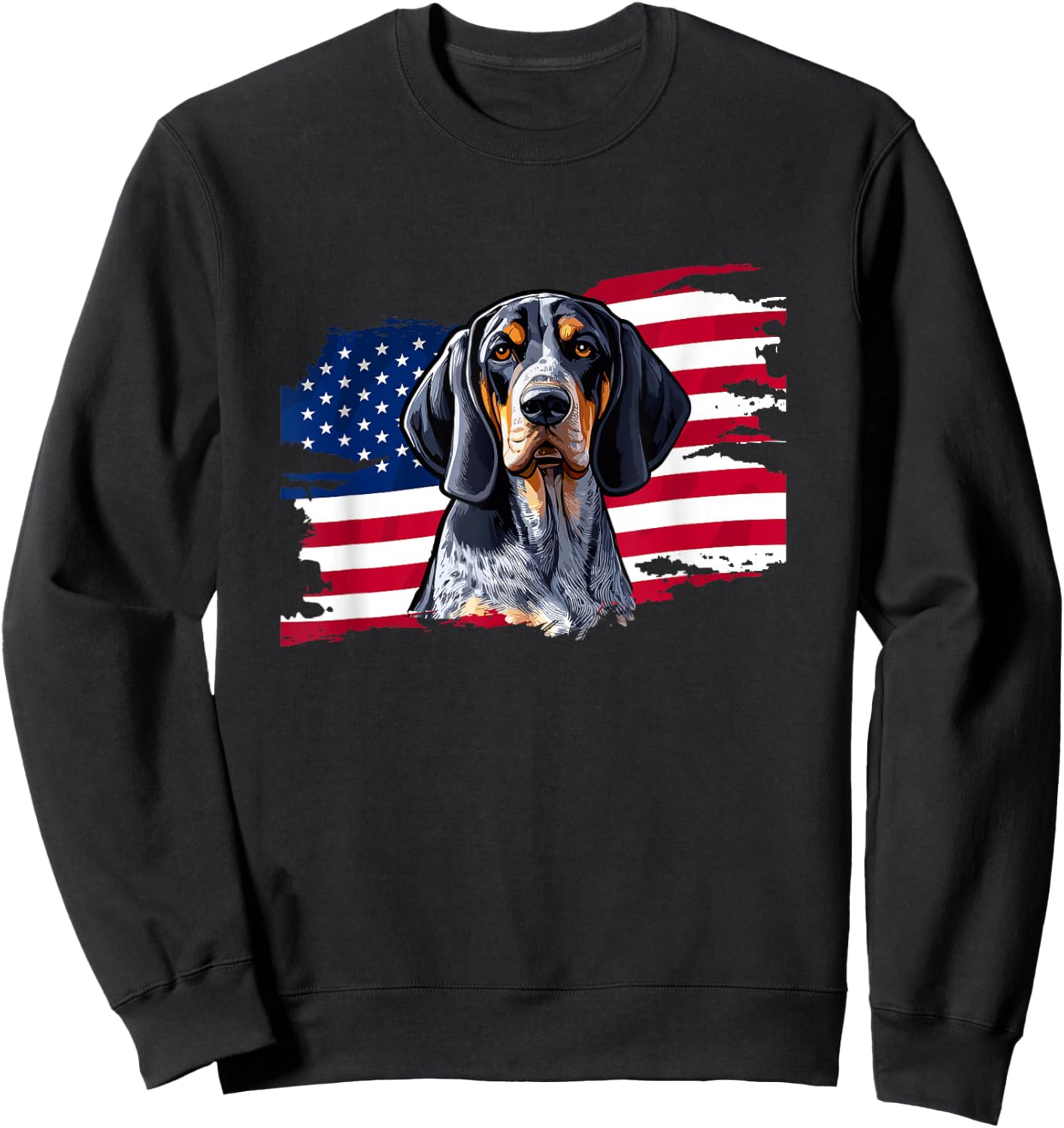 USA Flag Fourth July 4th Patriotic Bluetick Coonhound Lover Sweatshirt - Sweatshirt | Black