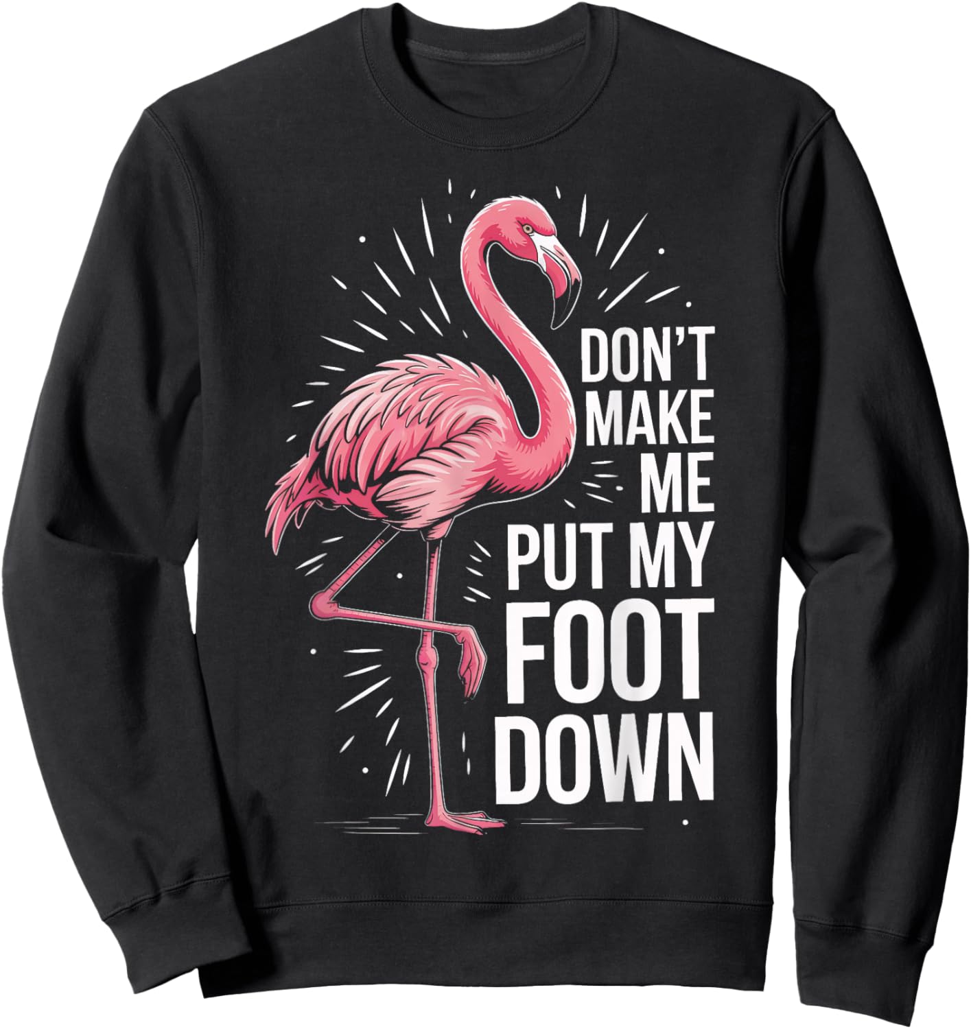Tropical Birdwatcher Dont Make Me Put My Foot Down Flamingo Sweatshirt - Sweatshirt | Black