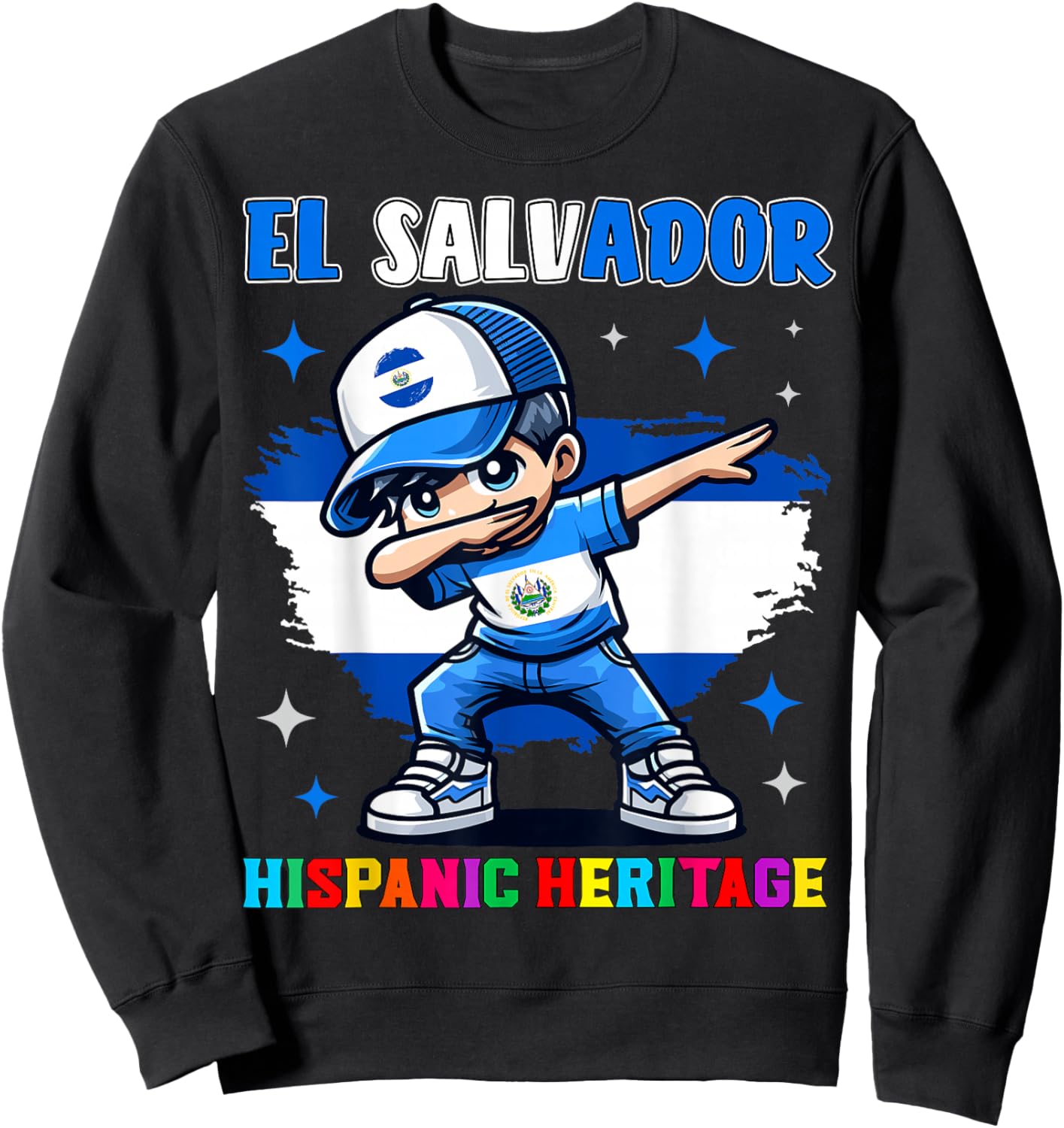 El Salvador Dabbing Kid Hispanic Heritage Celebration Kids Sweatshirt - Sweatshirt | Black