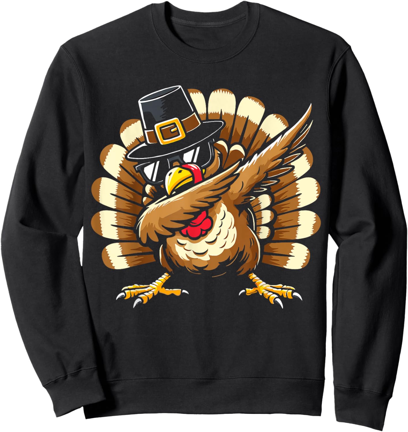 Dabbing turkey pilgrim for thanksgiving family kids Sweatshirt - Sweatshirt | Black