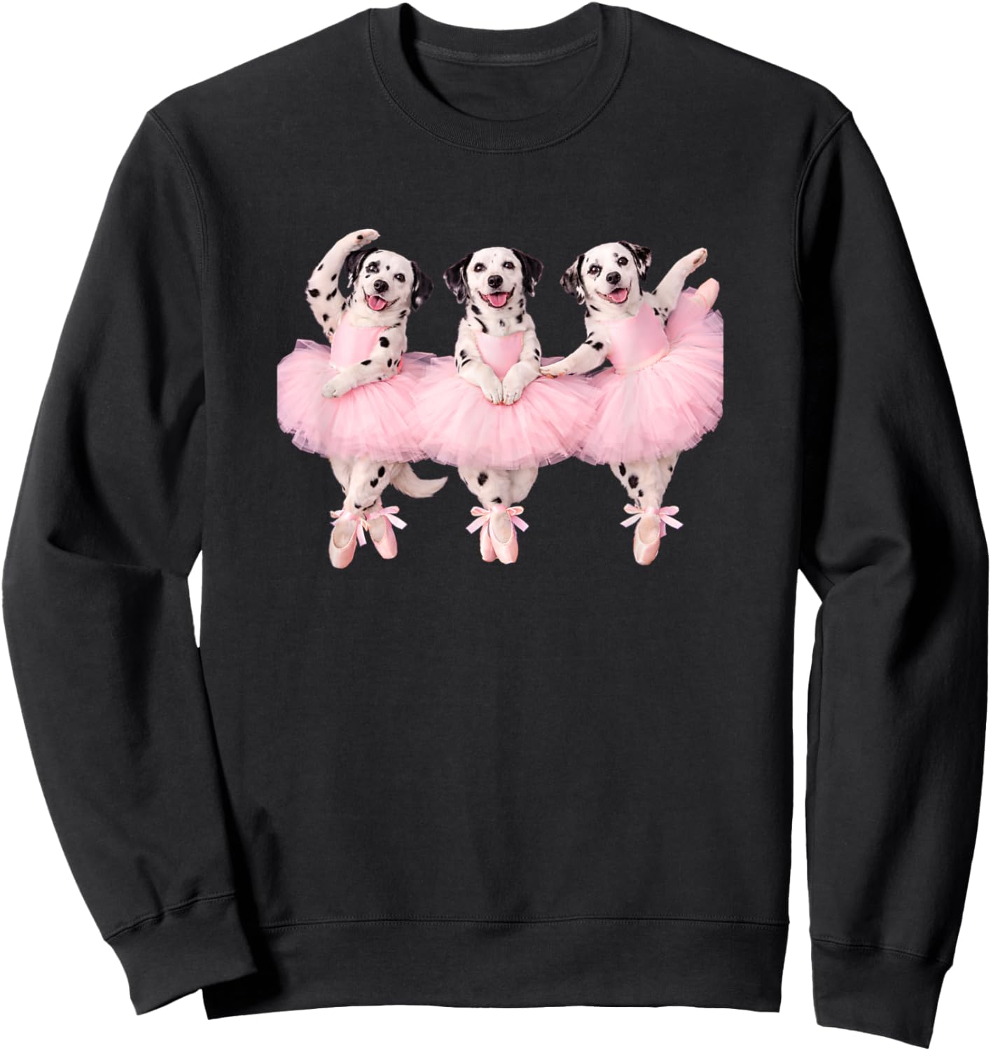 Funny Dalmatian Dog Ballet Dancer Mom Ballerina Cute Graphic Sweatshirt - Sweatshirt | Black