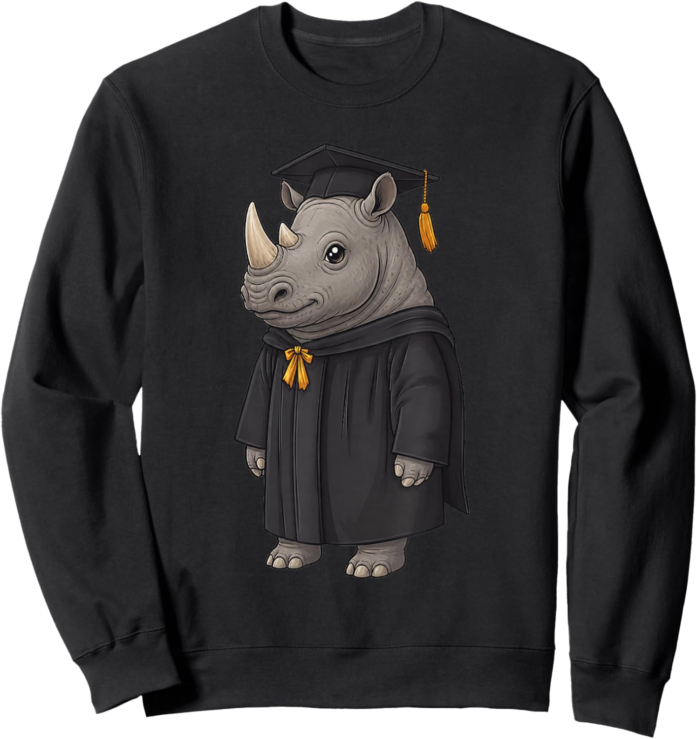 Cute Rhino Graduation Sweatshirt - Sweatshirt | Black