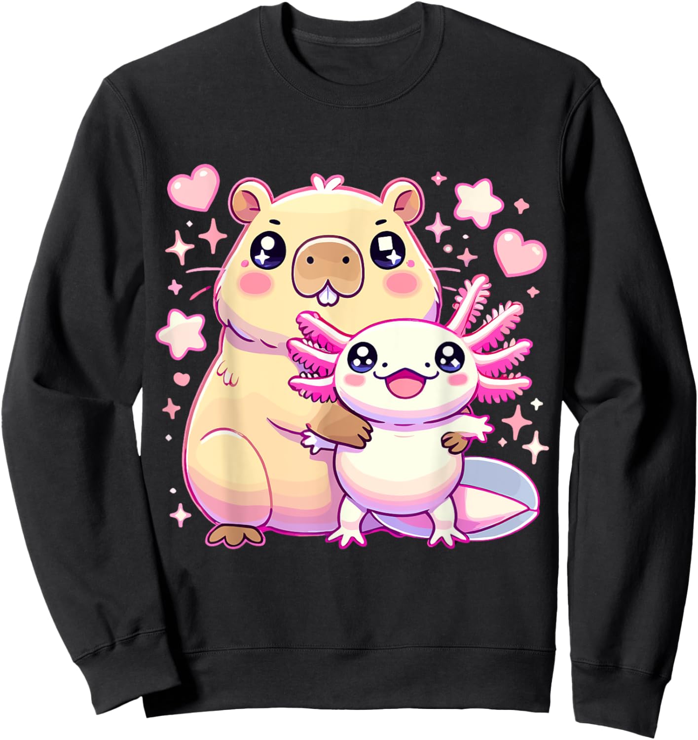 Capybara and Axolotl Sweatshirt - Sweatshirt | Black
