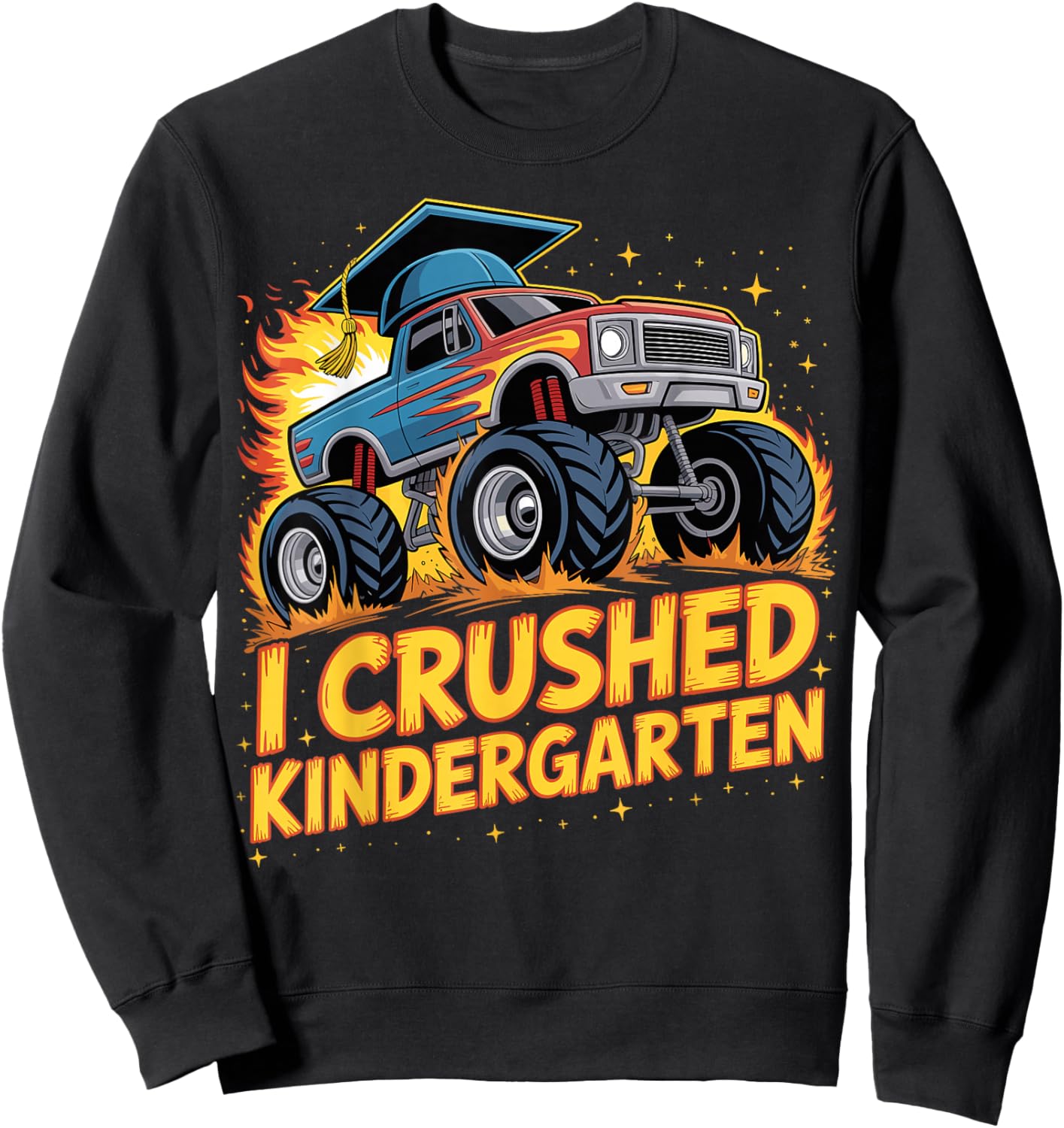 I Crushed Kindergarten Monster Truck Graduation Grad Boys Sweatshirt - Sweatshirt | Black