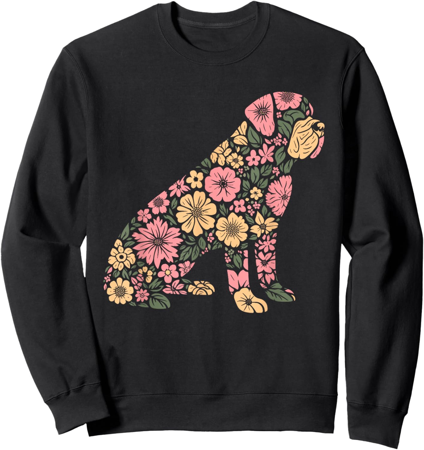 Funny Floral FLower Mastiff Mom Grandma Mothers Day Sweatshirt - Sweatshirt | Black