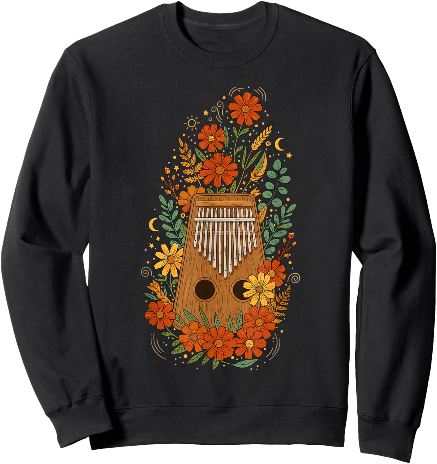 Boho Floral Kalimba Sweatshirt - Sweatshirt | Black