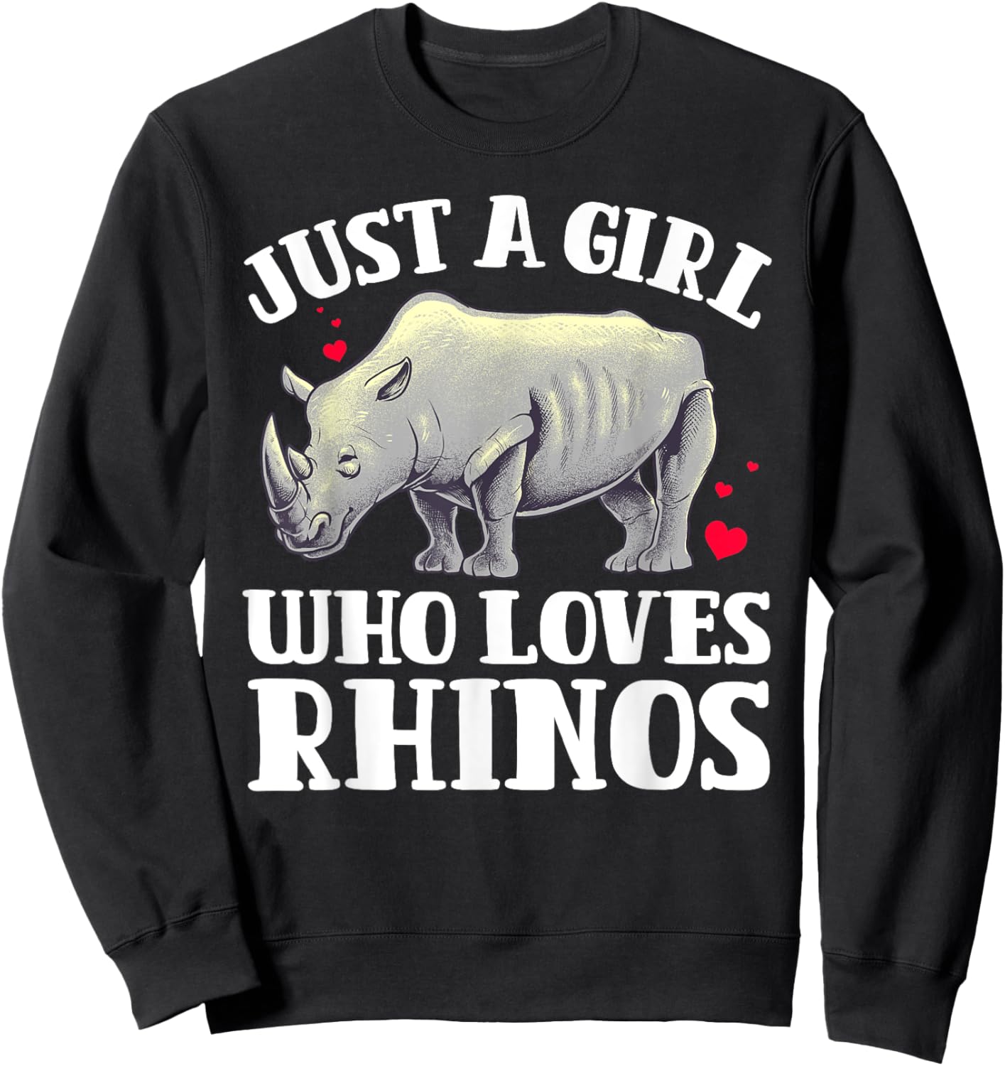 Cute Rhino Design For Girls Women Rhinoceros Lover Rhino Sweatshirt - Sweatshirt | Black