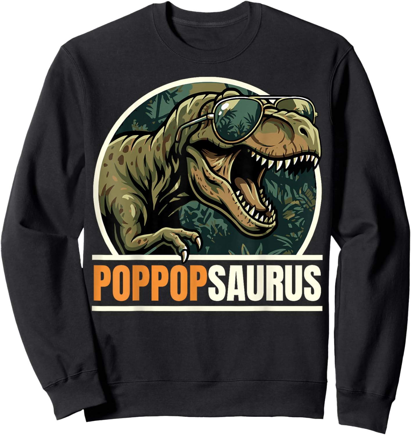 PopPopSaurus T-Rex Dinosaur Poppop Grandpa Father's Day Sweatshirt - Sweatshirt | Black
