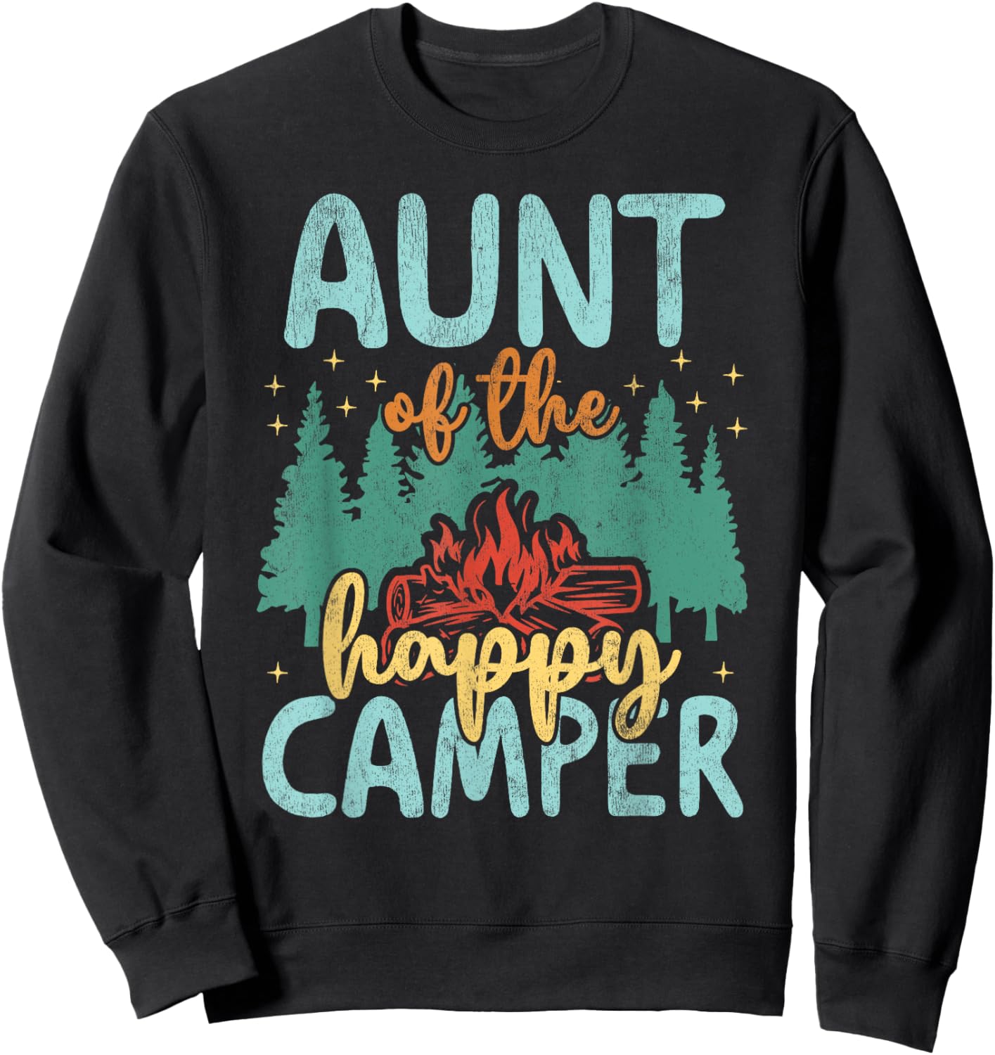 Aunt of Happy Camper 1st Birthday Party Retro Aunt Sweatshirt - Sweatshirt | Black