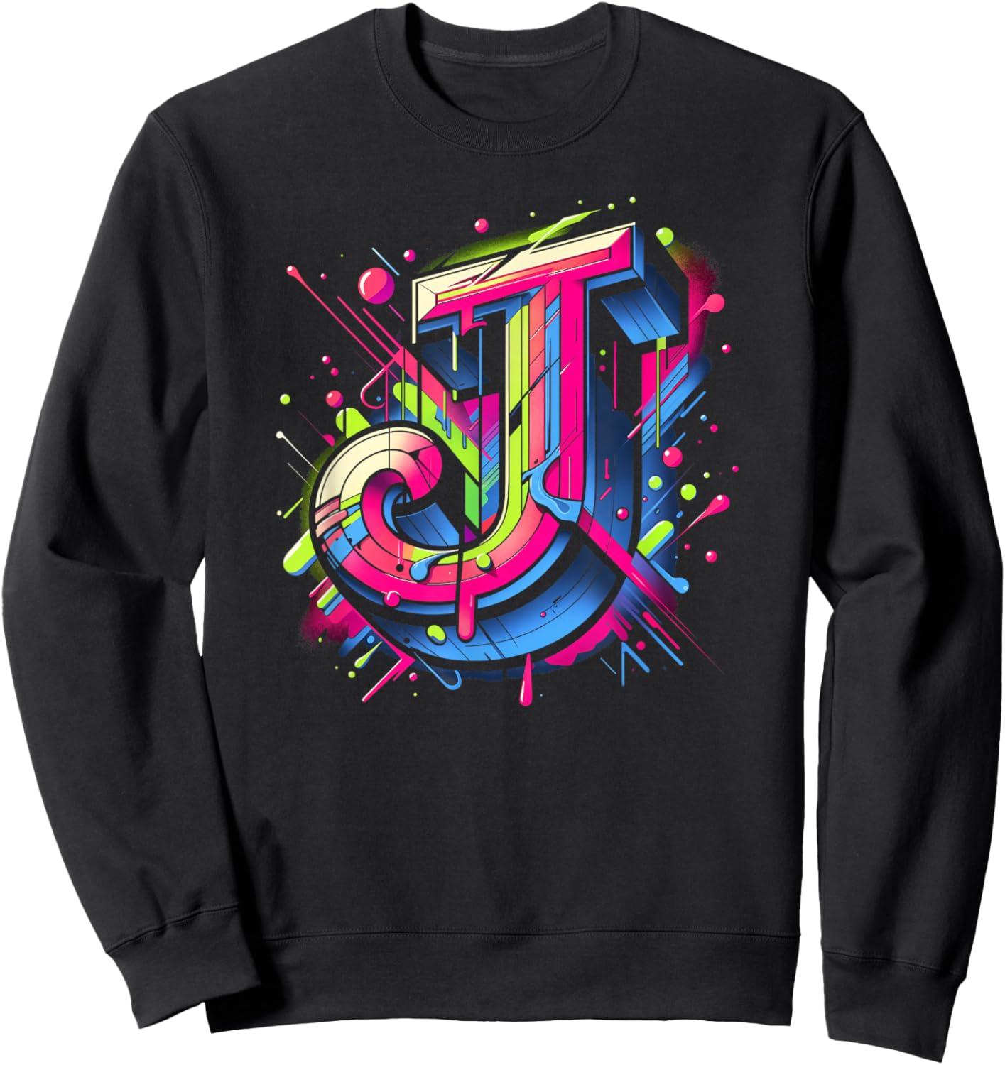 Initial Name Letter J Alphabet In Graffiti Art Style Sweatshirt - Sweatshirt | Black