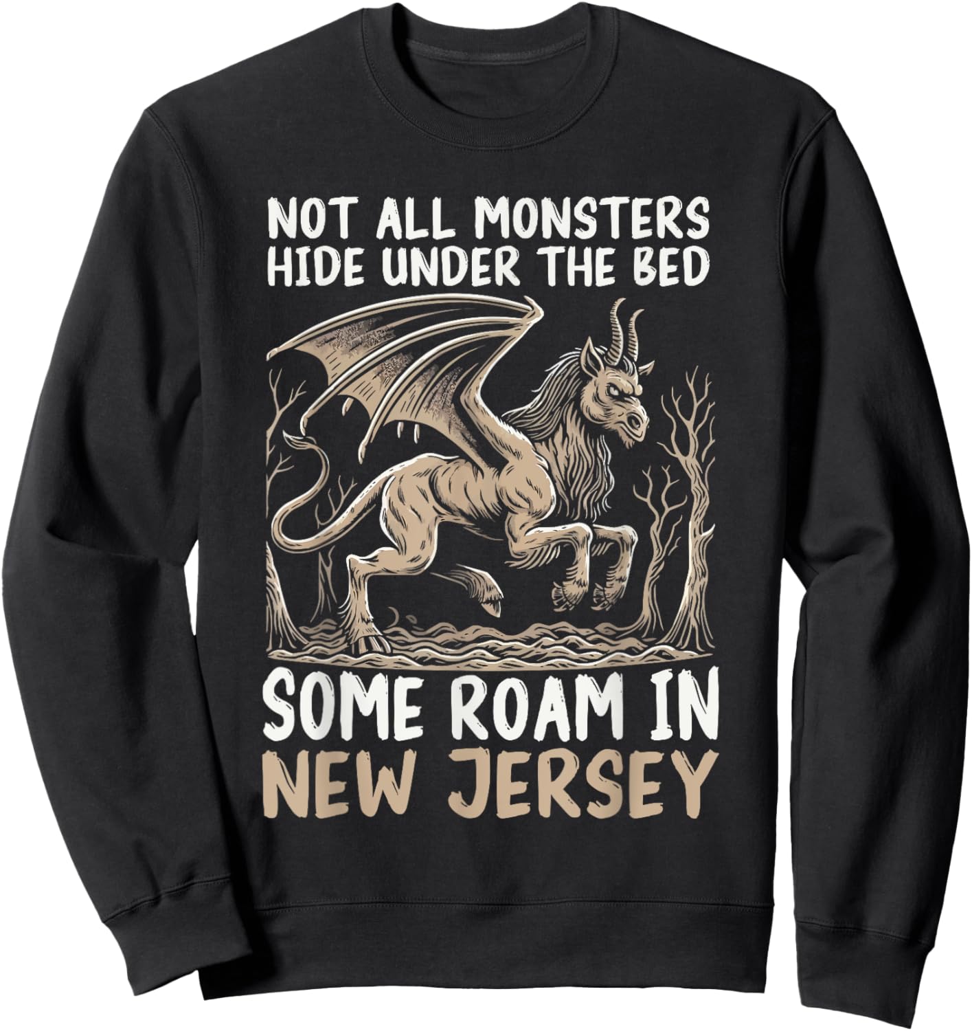 Jersey Devil Legendary Creature Cryptozoology Cryptid Sweatshirt - Sweatshirt | Black