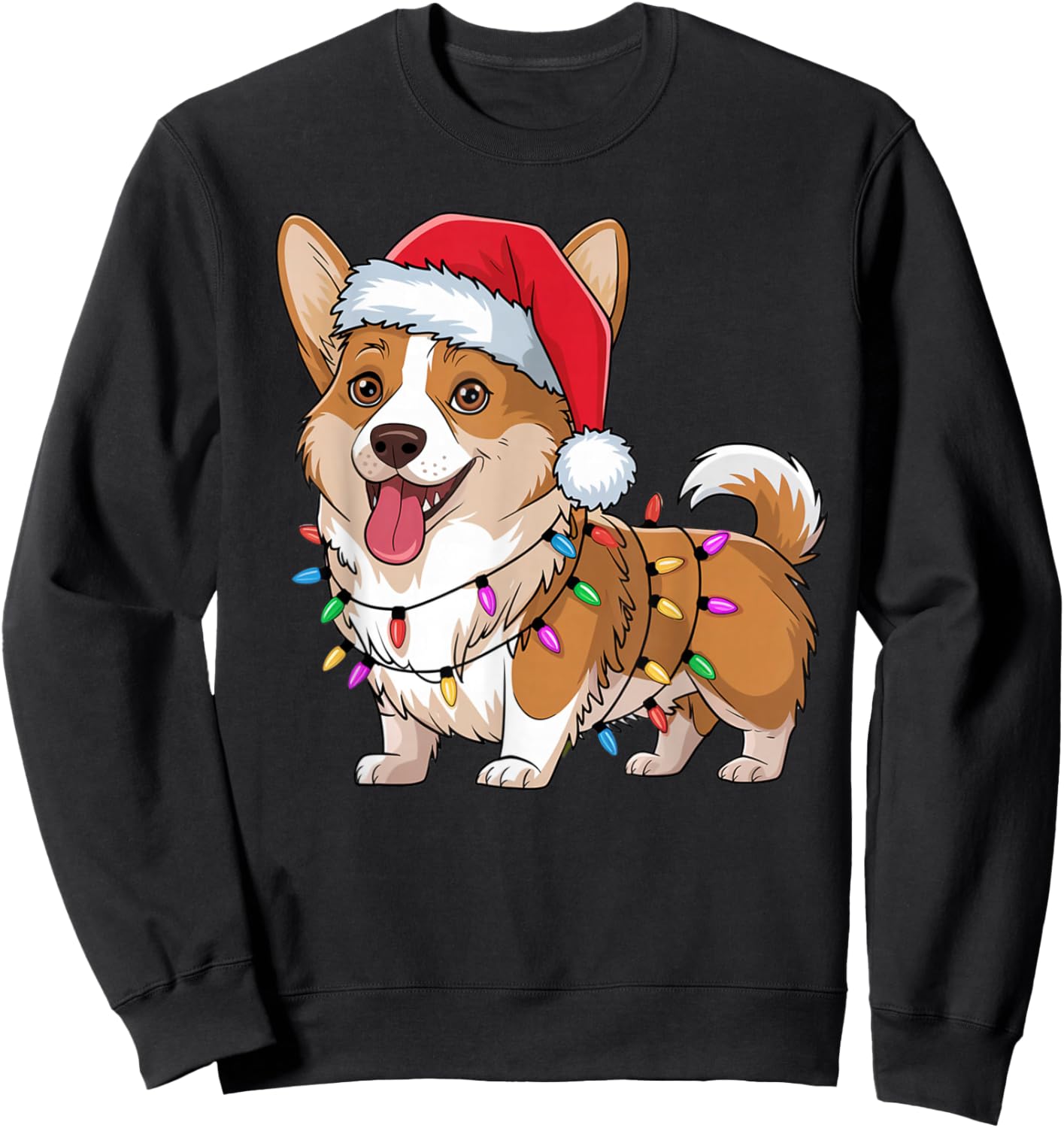 Cardigan Welsh Corgi Christmas Lights Xmas Dogs Gifts Women Sweatshirt - Sweatshirt | Black