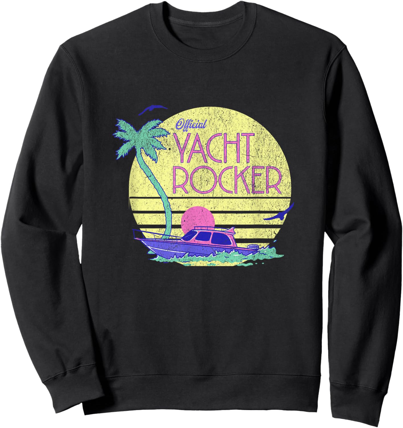 Yacht Rocker, Cruise Lake Party 70s Music Graphic Sweatshirt - Sweatshirt | Black