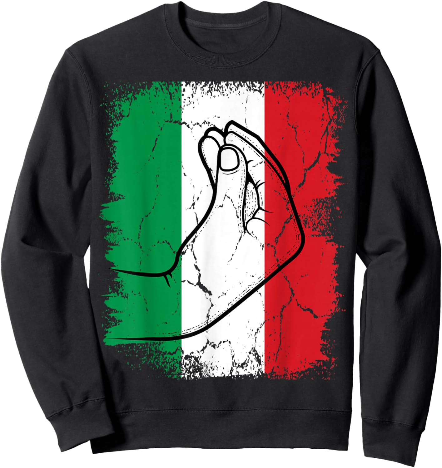 Italia Funny Italian Hand Gesture Pinched Fingers Italy Flag Sweatshirt - Sweatshirt | Black
