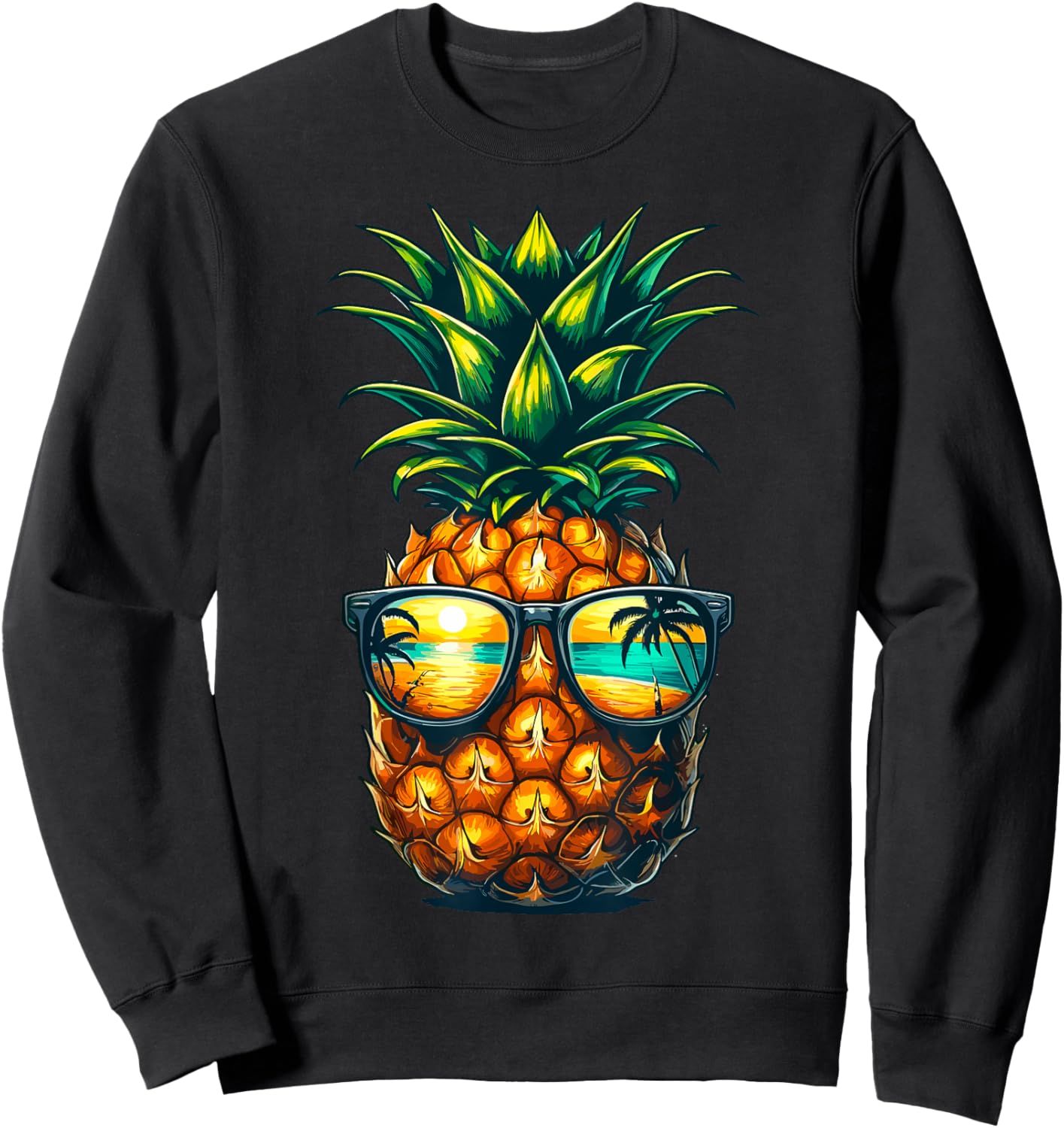 Pineapple Sunglasses Hawaiian Aloha Beaches Hawaii Sweatshirt - Sweatshirt | Black