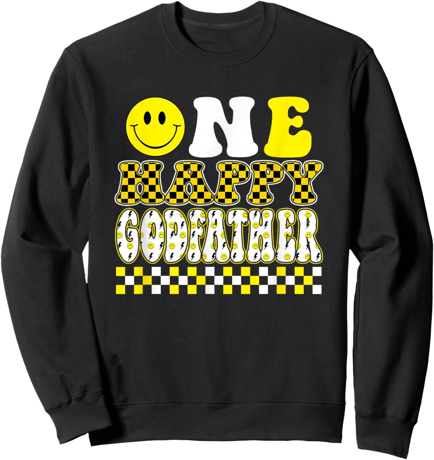 One Happy Dude Godfather 1st Birthday Family Matching Sweatshirt - Sweatshirt | Black