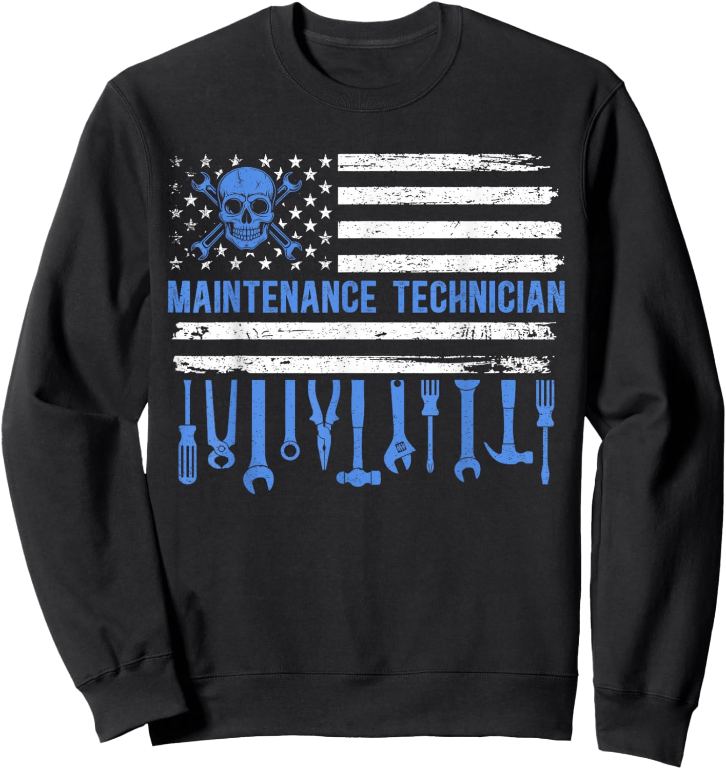 Maintenance Technician American Flag Maintenance Tech Sweatshirt - Sweatshirt | Black