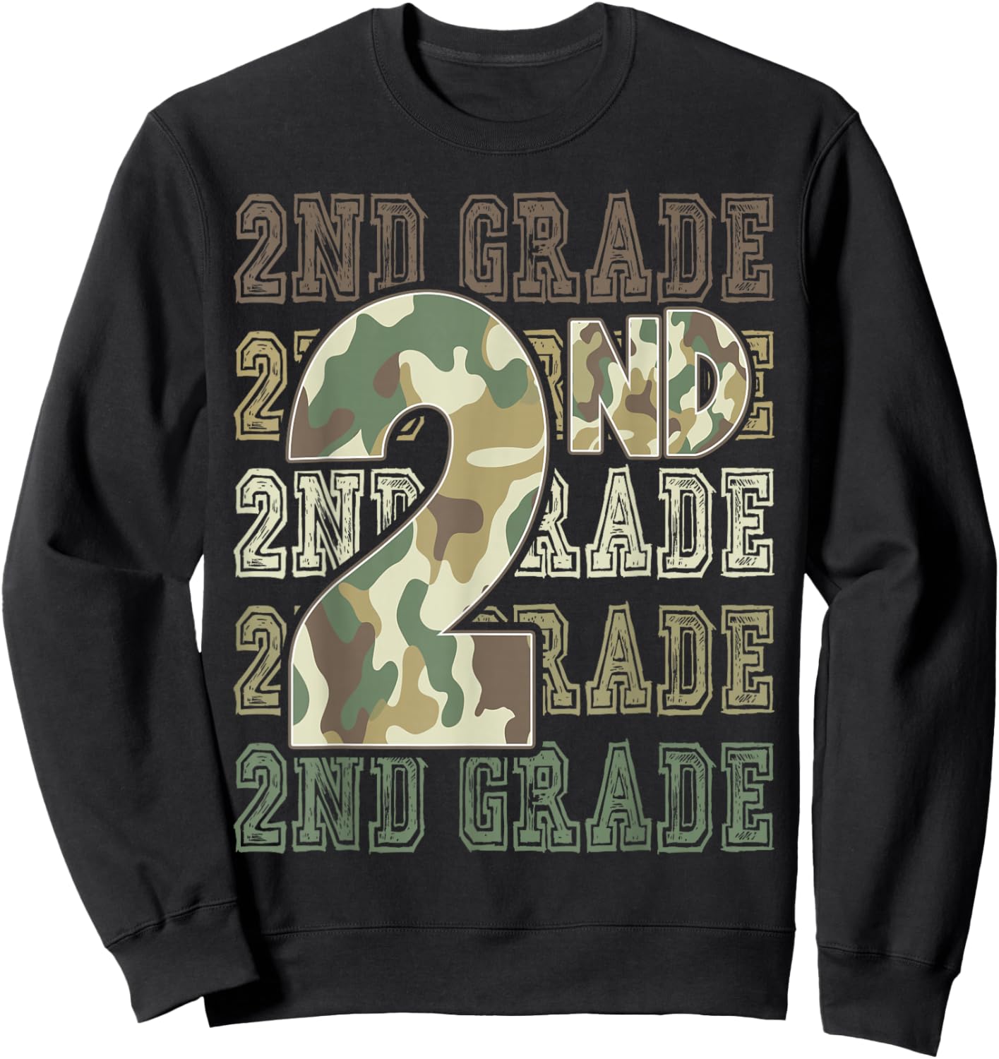 Camo 2nd Grade Squad First Day of School Boy Girl Teacher Sweatshirt - Sweatshirt | Black